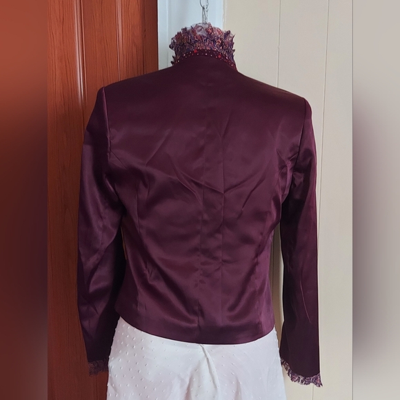 Women Evening 2 pieces Set Satin and Lace Jacket Mother of Bride Jacket Top - Picture 2 of 16